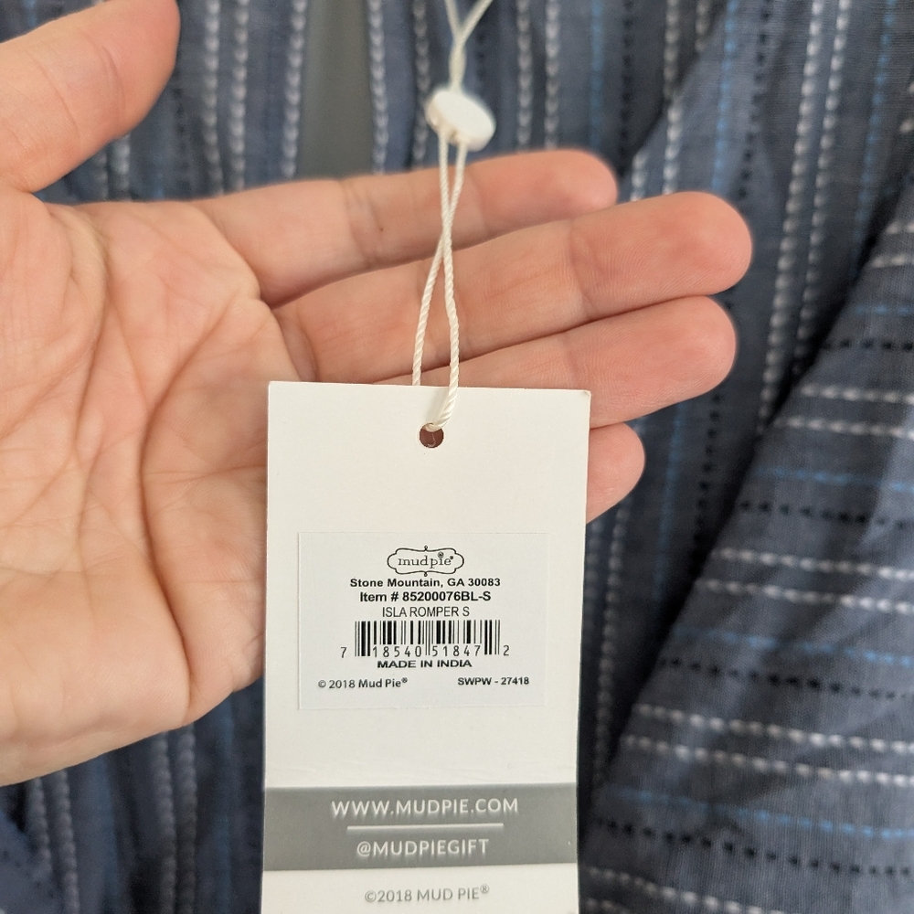 NEW Women's Mudpie Small Romper Blue - Picture 5 of 5